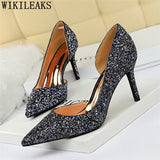 Sexy High Heels Pointed Toe Stiletto Glitter Heels- Wedding Shoes Bride Designer Heels - Tania's Online Closet, LLC