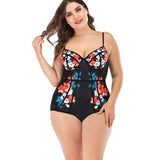 Push Up One Piece Swimsuit Large Plus Sizes Floral Swimwear Women - Tania's Online Closet, LLC