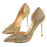 Sexy High Heels Pointed Toe Stiletto Glitter Heels- Wedding Shoes Bride Designer Heels - Tania's Online Closet, LLC