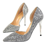 Sexy High Heels Pointed Toe Stiletto Glitter Heels- Wedding Shoes Bride Designer Heels - Tania's Online Closet, LLC