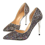 Sexy High Heels Pointed Toe Stiletto Glitter Heels- Wedding Shoes Bride Designer Heels - Tania's Online Closet, LLC
