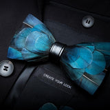 Men's Luxury Bowtie With Box Fashion Peacock Feather Bow Ties For Men - Tania's Online Closet, LLC