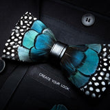 Men's Luxury Bowtie With Box Fashion Peacock Feather Bow Ties For Men - Tania's Online Closet, LLC