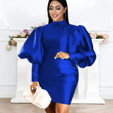 Red Dresses Plus Size Long Lantern Sleeve Women Bodycon Sexy Mini Gowns - Tania's Online Closet, LLC