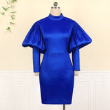 Red Dresses Plus Size Long Lantern Sleeve Women Bodycon Sexy Mini Gowns - Tania's Online Closet, LLC