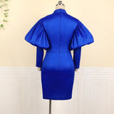Red Dresses Plus Size Long Lantern Sleeve Women Bodycon Sexy Mini Gowns - Tania's Online Closet, LLC
