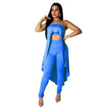 Knitted 2 Piece Set Women Strapless Long Tops and Elastic Waist Pants Set - Tania's Online Closet, LLC
