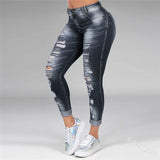 Ripped Hole Jeans for Women High Waist Denim Pants Mom Jeans Elasticity - Tania's Online Closet, LLC