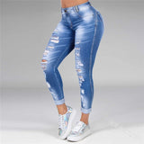 Ripped Hole Jeans for Women High Waist Denim Pants Mom Jeans Elasticity - Tania's Online Closet, LLC