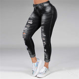 Ripped Hole Jeans for Women High Waist Denim Pants Mom Jeans Elasticity - Tania's Online Closet, LLC