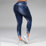 Ripped Hole Jeans for Women High Waist Denim Pants Mom Jeans Elasticity - Tania's Online Closet, LLC