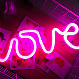 Romantic Pink LOVE Letters LED lighting pannel Light USB Charging Home Decor - Tania's Online Closet, LLC