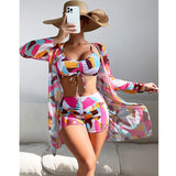 Women Swimsuit High Waist Bikini Set Three Piece Swimsuit