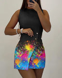 Women Sleeveless Buttoned Asymmetrical Bodycon Dress