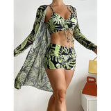 Women Swimsuit High Waist Bikini Set Three Piece Swimsuit