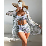 Women Swimsuit High Waist Bikini Set Three Piece Swimsuit