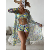 Women Swimsuit High Waist Bikini Set Three Piece Swimsuit