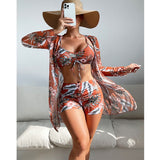 Women Swimsuit High Waist Bikini Set Three Piece Swimsuit
