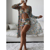Women Swimsuit High Waist Bikini Set Three Piece Swimsuit