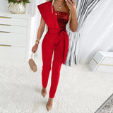 Women's Sexy One Shoulder Sequins Elegant Jumpsuit