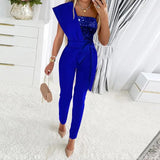 Women's Sexy One Shoulder Sequins Elegant Jumpsuit