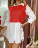 Asymmetrical Short Shirt Dress 2020 Turn-Down Collar Button Long Sleeve - Tania's Online Closet, LLC