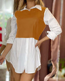 Asymmetrical Short Shirt Dress 2020 Turn-Down Collar Button Long Sleeve - Tania's Online Closet, LLC