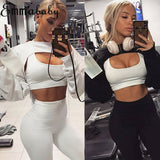 Short Sweatshirts Women Long Sleeve Black White Sweatshirt Fashion Crop Top - Tania's Online Closet, LLC
