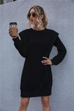 Solid Shoulder Pads Knitted Mini Women Dress - Tania's Online Closet, LLC