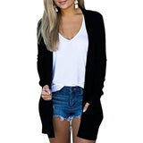 Solid Women Cardigans Long Sleeve Loose Mid Length Casual Sweater - Tania's Online Closet, LLC