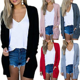 Solid Women Cardigans Long Sleeve Loose Mid Length Casual Sweater - Tania's Online Closet, LLC