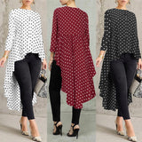 Stylish Printed Asymmetrical Tunic Women's Polka Dot Blouse - Tania's Online Closet, LLC