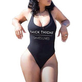 THICK THIGHS SAVE LIVES One Piece Swimsuit Plus Size Swimwear - Tania's Online Closet, LLC