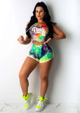 Tie Dye Two Piece Set Women Tracksuit Hooded Crop Top Biker Shorts Set  2020 - Tania's Online Closet, LLC
