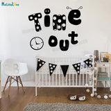Time Out Dancing Clock Wall Sticker Decals For Kids-Baby Room - Tania's Online Closet, LLC