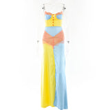 Chains Strap Sexy Satin Dress -Patchwork Bodycon Mini Party Dress - Tania's Online Closet, LLC