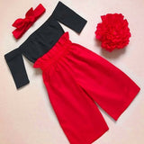 Toddler Baby Girls Off Shoulder Top shirt- Pants -Headband Outfit 3 piece set - Tania's Online Closet, LLC
