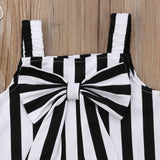 Toddler Child Kids Cotton Top Shirt Big Bow Stripe Pants Summer Clothes 2PCS Set Girl 2-7T - Tania's Online Closet, LLC