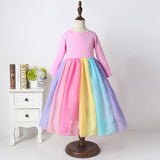 New Arrival Girls Fashion Rainbow Dress Mesh O-neck Children Clothes - Tania's Online Closet, LLC