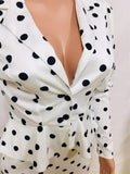 White Women Blazer Suit Polka Dot 2 Piece Set - Tania's Online Closet, LLC