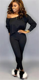 Women 2 Pieces Outfits Set Tracksuit Long Sleeve Off Shoulder  Waist Pants Sets - Tania's Online Closet, LLC