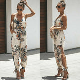 Women Jumpsuit Floral Print Baggy Trousers Overalls - Tania's Online Closet, LLC