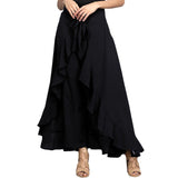 Women Palazzo Pants Ruffle Drawstring Trouser Elegant High Waist - Tania's Online Closet, LLC
