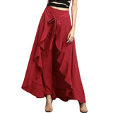 Women Palazzo Pants Ruffle Drawstring Trouser Elegant High Waist - Tania's Online Closet, LLC