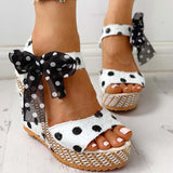 Bowknot Design Platform Wedge Female Casual shoes - Tania's Online Closet, LLC