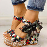 Bowknot Design Platform Wedge Female Casual shoes - Tania's Online Closet, LLC