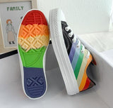 Women's Fashion Vulcanized Shoes- Woman Sneakers New Rainbow Retro Canvas - Tania's Online Closet, LLC