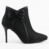 Women's High Heels Boots Butterfly-knot Weave Pointed Toe Bow Ankle Boots - Tania's Online Closet, LLC