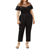 Women's Plus Size Jumpsuit Ruffled Short-Sleeved  Long Length Rompers Jumpsuit - Tania's Online Closet, LLC