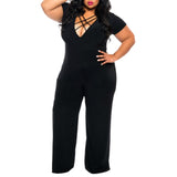 Women's Plus Size jumpsuit summer V-neck Short Sleeves - Tania's Online Closet, LLC